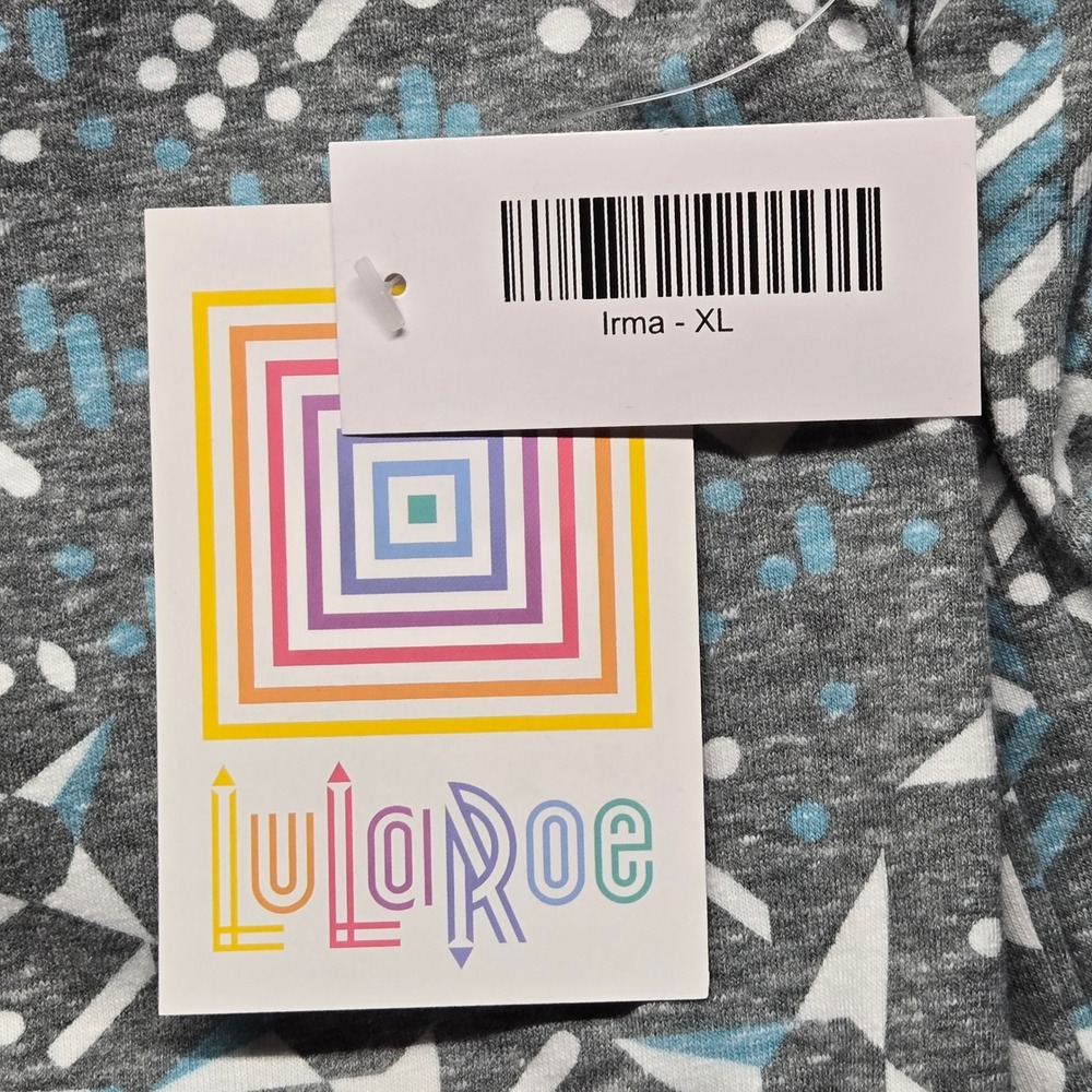 LulaRoe Irma Top Tunic Womens XL Geometric Print Round Neck Short Sleeve New - Picture 8 of 9